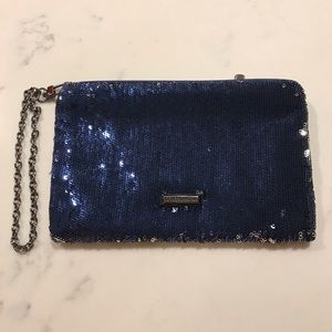 Beautiful blue/ silver sequin BCBG wristlet.